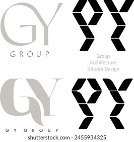 Elegant G and Y Letters Monogram and G and Y letters consisting of geometric triangular parts, Architecture Design Group