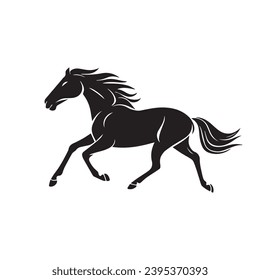 Elegant galloping horse silhouette in minimalist style