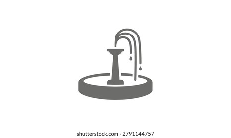 Elegant garden water feature vector ideal for landscaping services, public park maps, and outdoor decor catalogs showcasing tranquil spaces.