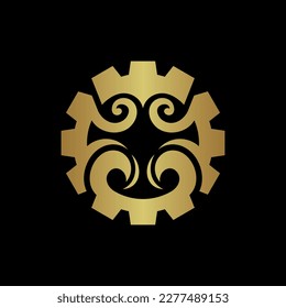Elegant gear ornament luxury elegant creative logo