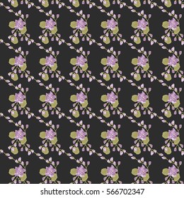 Elegant gentle pattern in small-scale flower buds. Millefleurs. Arabesque style. Floral seamless background for textile or book covers, manufacturing, wallpapers, print, gift wrap and scrapbooking.