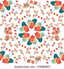 Elegant gentle pattern in small-scale flower buds. Millefleurs. Arabesque style. Floral seamless background for textile or book covers, manufacturing, wallpapers, print, gift wrap and scrapbooking.