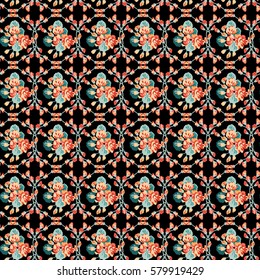 Elegant gentle pattern in small-scale flower buds. Millefleurs. Arabesque style. Floral seamless background for textile or book covers, manufacturing, wallpapers, print, gift wrap and scrapbooking.