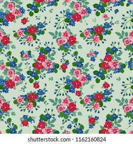 Elegant gentle trendy pattern in small-scale flower. Millefleurs. Liberty style. Floral seamless background for textile, cotton fabric, covers, manufacturing, wallpapers, print, gift wrap
