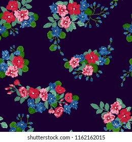 Elegant gentle trendy pattern in small-scale flower. Millefleurs. Liberty style. Floral seamless background for textile, cotton fabric, covers, manufacturing, wallpapers, print, gift wrap