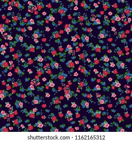 Elegant gentle trendy pattern in small-scale flower. Millefleurs. Liberty style. Floral seamless background for textile, cotton fabric, covers, manufacturing, wallpapers, print, gift wrap