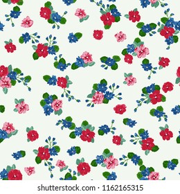 Elegant gentle trendy pattern in small-scale flower. Millefleurs. Liberty style. Floral seamless background for textile, cotton fabric, covers, manufacturing, wallpapers, print, gift wrap