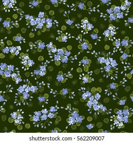 Elegant gentle trendy pattern in small-scale flower. Millefleurs. Liberty style. Floral seamless background for textile, cotton fabric, covers, wallpapers, print, gift wrap and scrapbooking.