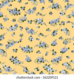 Elegant gentle trendy pattern in small-scale flower. Millefleurs. Liberty style. Floral seamless background for textile, cotton fabric, covers, wallpapers, print, gift wrap and scrapbooking.