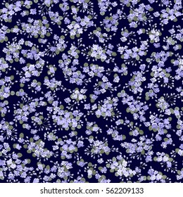 Elegant gentle trendy pattern in small-scale flower. Millefleurs. Liberty style. Floral seamless background for textile, cotton fabric, covers, wallpapers, print, gift wrap and scrapbooking.