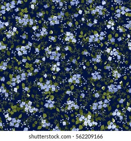 Elegant gentle trendy pattern in small-scale flower. Millefleurs. Liberty style. Floral seamless background for textile, cotton fabric, covers, wallpapers, print, gift wrap and scrapbooking.