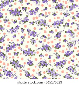 Elegant gentle trendy pattern in small-scale flower. Millefleurs. Liberty style. Floral seamless background for textile, fabric, covers, manufacturing, wallpapers, print, gift wrap and scrapbooking.