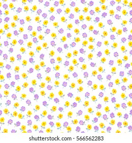 Elegant gentle trendy pattern in small-scale flower. Millefleurs. Liberty style. Floral seamless background for textile, cotton fabric, covers, manufacturing, wallpapers, print, wrap and scrapbooking.
