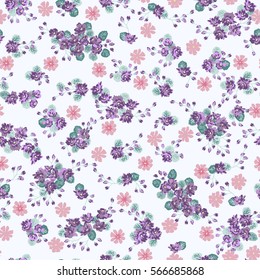 Elegant gentle trendy pattern in small-scale flower. Millefleurs. Liberty style. Floral seamless background for textile, cotton fabric, covers, wallpapers, print, gift wrap and scrapbooking.