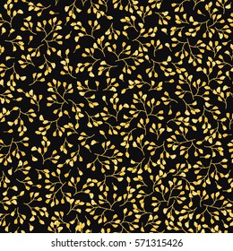 Elegant gentle trendy pattern in small-scale flower. Millefleurs. Liberty style. Golden colors. Floral seamless background for textile, cotton fabric, covers,  print, gift wrap and scrapbooking.