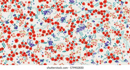 Elegant gentle trendy pattern in small-scale flower. Millefleurs. Liberty style. Floral seamless background for textile, fabric, covers, manufacturing, wallpapers, print, gift wrap and scrapbooking.
