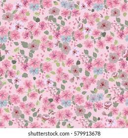 Elegant gentle trendy pattern in small-scale flower. Millefleurs. Liberty style. Floral seamless background for textile, cotton fabric, covers, manufacturing, wallpapers, print, wrap and scrapbooking.
