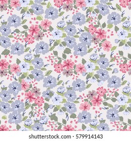 Elegant gentle trendy pattern in small-scale flower. Millefleurs. Liberty style. Floral seamless background for textile, fabric, covers, manufacturing, wallpapers, print, gift wrap and scrapbooking.