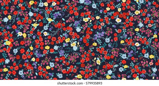 Elegante estilo moderno en flor a pequeña escala. Millefleurs. Estilo de libertad. Fondo floral sin fisuras para textil, tela, cubiertas, fabricación, papel pintado, papel, envoltura de regalo y rayado.