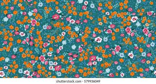 Elegant gentle trendy pattern in small-scale flower. Millefleurs. Liberty style. Floral seamless background for textile, fabric, covers, manufacturing, wallpapers, print, gift wrap and scrapbooking.