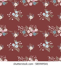 Elegant gentle trendy pattern in small-scale flower. Millefleurs. Shabby chic. Liberty style. Floral seamless background for textile, fabric, covers, wallpapers, print, gift wrap and scrapbooking.