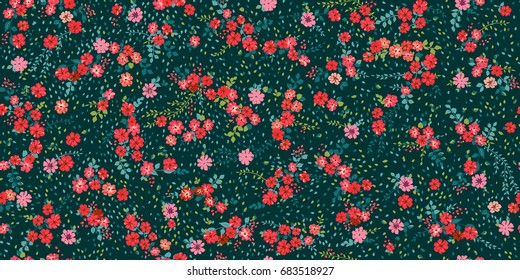 Elegant gentle trendy pattern in small-scale flower. Millefleurs. Liberty style. Floral seamless background for textile, fabric, covers, manufacturing, wallpapers, print, gift wrap and scrapbooking.