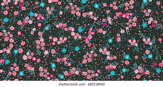 Elegant gentle trendy pattern in small-scale flower. Millefleurs. Liberty style. Floral seamless background for textile, fabric, covers, manufacturing, wallpapers, print, gift wrap and scrapbooking.