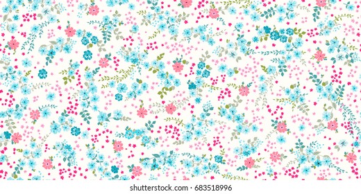 Elegant gentle trendy pattern in small-scale flower. Millefleurs. Liberty style. Floral seamless background for textile, fabric, covers, manufacturing, wallpapers, print, gift wrap and scrapbooking.