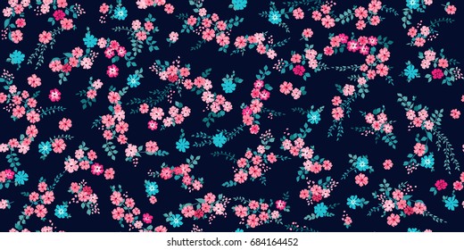 Elegant gentle trendy pattern in small-scale flower. Millefleurs. Liberty style. Floral seamless background for textile, fabric, covers, manufacturing, wallpapers, print, gift wrap and scrapbooking.