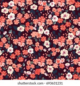 Elegant gentle trendy pattern in small-scale flower. Millefleurs. Liberty style. Floral seamless background for textile, cotton fabric, covers, manufacturing, wallpapers, print, gift, scrapbooking.