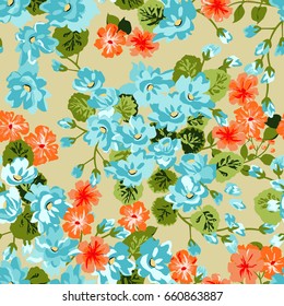 Elegant gentle trendy pattern in wild flower. Millefleurs. Liberty style. Floral seamless background for textile, cotton fabric, covers, manufacturing, wallpapers, print, gift wrap and scrapbooking.