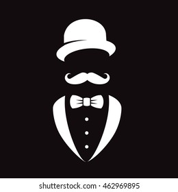 Elegant gentlemen icon set in black and white colors. Vector art.