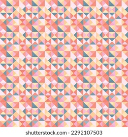 Elegant Geometric Abstract Triangle Mosaic Cartoon Vector Background Pattern Seamless