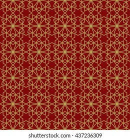 Elegant geometric arabic seamless vector pattern. Abstract oriental style background.