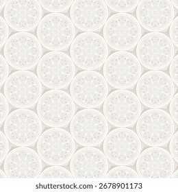 Elegant Geometric Circle Seamless Pattern in Neutral Colors for Textile Design