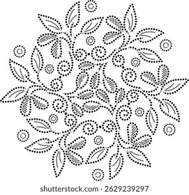 Elegant Geometric Curvy Dotted Floral Design Pattern, Hand drawn Elegant Striped Flower Petals Embroidery Design Element, Seamless Floral Design Pattern with Swirls for Fabric Curtain Carpet Wallpaper