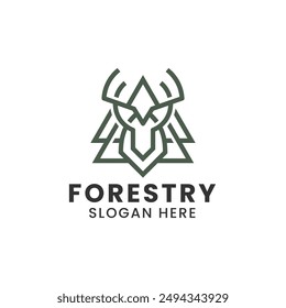 Elegant geometric deer forestry logo 