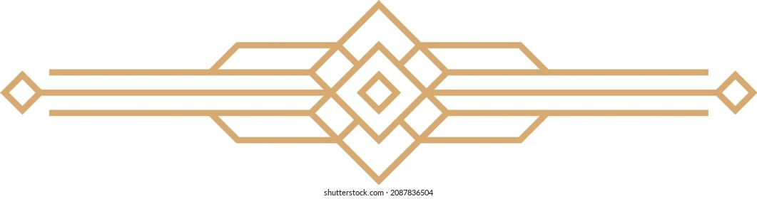 Elegant geometric divider. Vintage golden border in art deco style