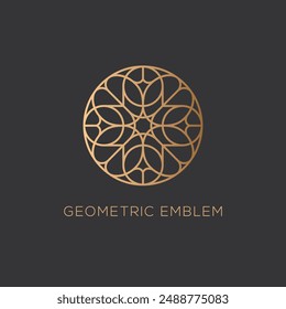 Elegant geometric emblem design template. Linear graphic style. Vector illustration.