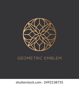 Elegant geometric emblem design template. Linear graphic style. Vector illustration.