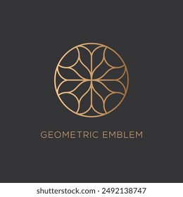 Elegant geometric emblem design template. Linear graphic style. Vector illustration.