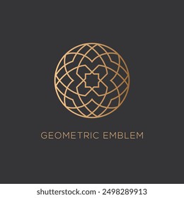 Elegant geometric emblem design template. Linear graphic style. Vector illustration.