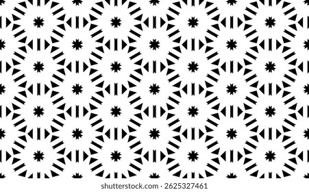 Elegant Geometric Floral Seamless Pattern. Black and White Decorative Design for Prints and Backgrounds.