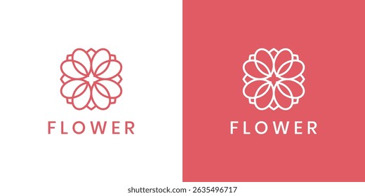 Elegant geometric flower logo, minimalist geometric mandala design