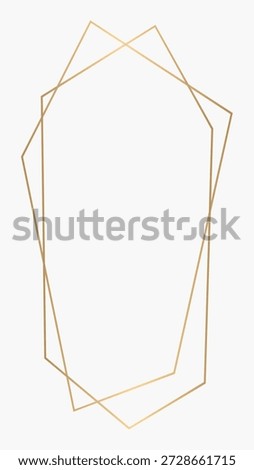 Elegant geometric frame with overlapping gold lines. Modern gold frame design on a white background. Perfect for invitations, posters, or elegant designs. Frame graphic vector. Frame illustration.