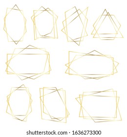 
Elegant geometric frames, lineal frames clip art, wedding invitation, polygonal frame, crystal frame
