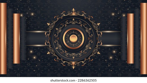 elegant geometric and gold flourish frame design
