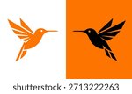 Elegant geometric hummingbird silhouettes vector template