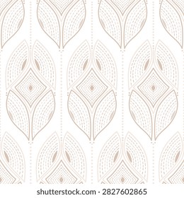 Elegant Geometric Leaf Seamless Pattern in Warm Beige and Ivory