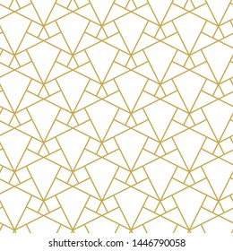 Elegant geometric linear seamless vector pattern in gold color